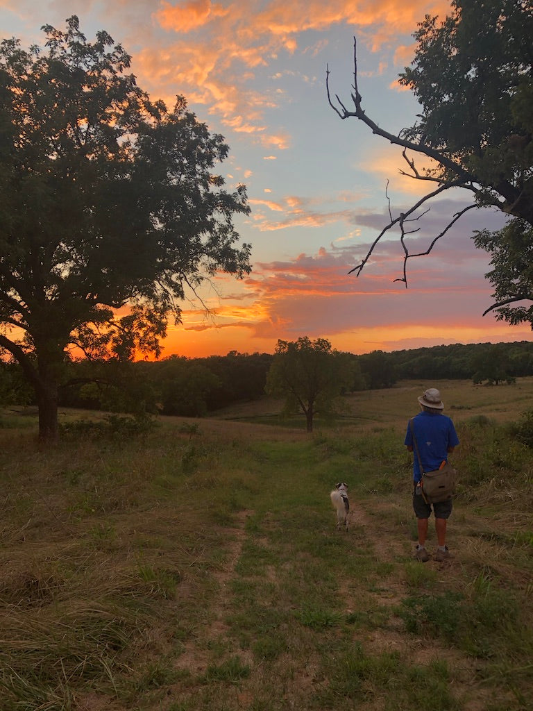 Dan and Bingo surveying the wilderness and looking for places to plant wildflowers